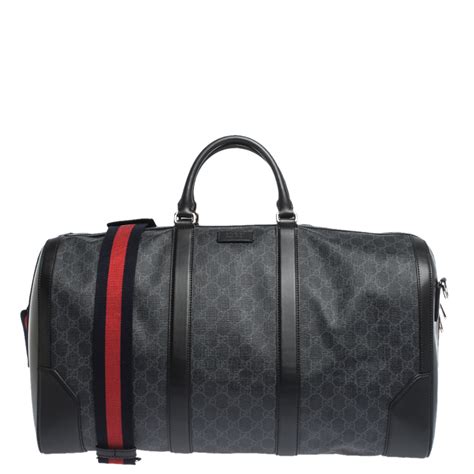 gucci duffle bag black leather|gucci carry on duffle bag.